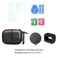 Mini custodia per trasporto + copertura Windslayer + custodia protettiva per obiettivo + pellicola in vetro temperato 9H per accessori per fotocamera DJI Osmo Action 4