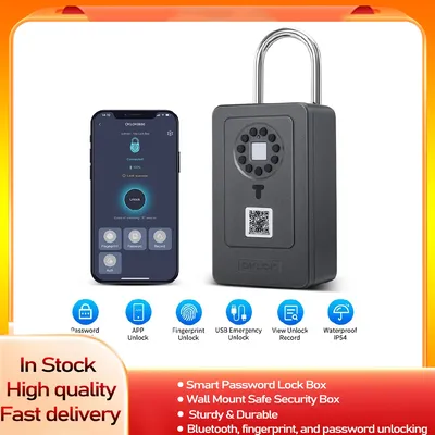 Bluetooth Key Box With Code Lock Wireless Smartlock Box Wall Mount Fingerprint App Digital Code Key Safe for Home Office