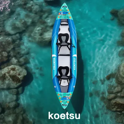 Inflatable Tandem White-Water Kayak, 2 Person, 360cm, High Pressure Air Floor, EVA Padded Seats, High Back Support