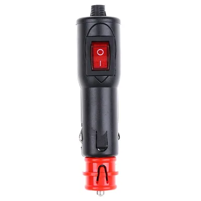 1PCS 12V-24v High Power Male Car Cigarette Lighter Socket Plug Connector with red on/off switch