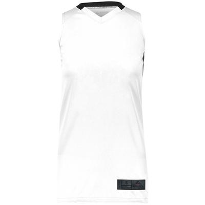 Augusta Sportswear 1732 Athletic Women's Step-Back Basketball Jersey T-Shirt in White/Black size 2XL | Polyester