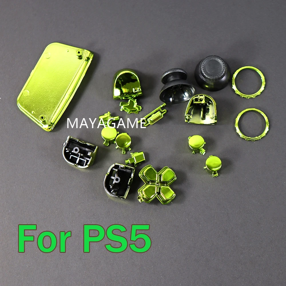For PS5 v1.0 Controller Chrome Buttons For Playstation 5 Handle Thumb Sticks Joystick Cap L1 R1 L2 R2 D-pad Button