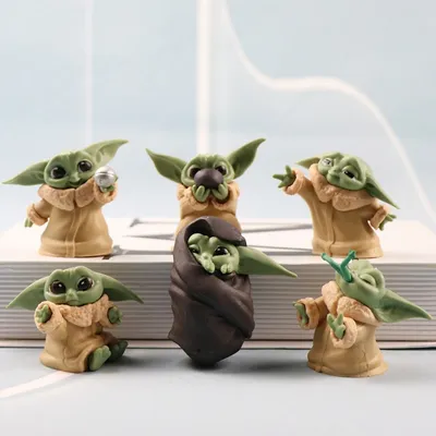 6Pcs/Set Anime Baby Yoda Figure Grogu Mandalorian Children Toys for Boys Star Wars Doll Decoration