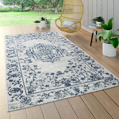 Paco Home - Outdoor Teppich Wetterfest Balkon Küche Orient Muster Ornamente Creme Blau Grau 80x150 Image