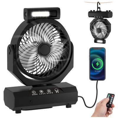 Swanew - Tragbarer, wiederaufladbarer Ventilator - 20000mAh Camping-Ventilator mit Licht und Haken, Image