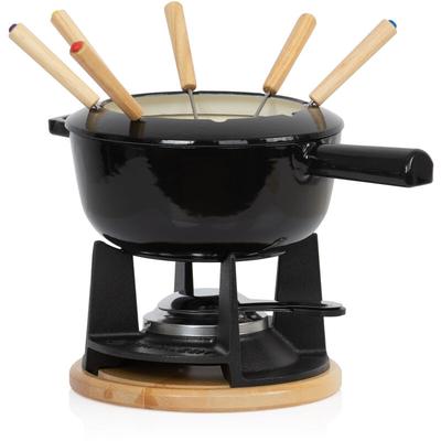 13-teiliges Gusseisen Fondue Set für 6 Personen, 2 l, emailliert, mit Brenner und Gabeln - Mahlzeit