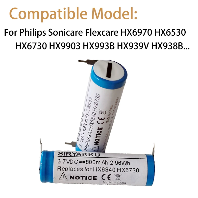 Batterie für philips sonic hx6970 hx6530 hx6511 hx6320 hx9350 hx9360 hx9903 hx993s hx993l hx993b 993p 993w für sonicare flexcare Image