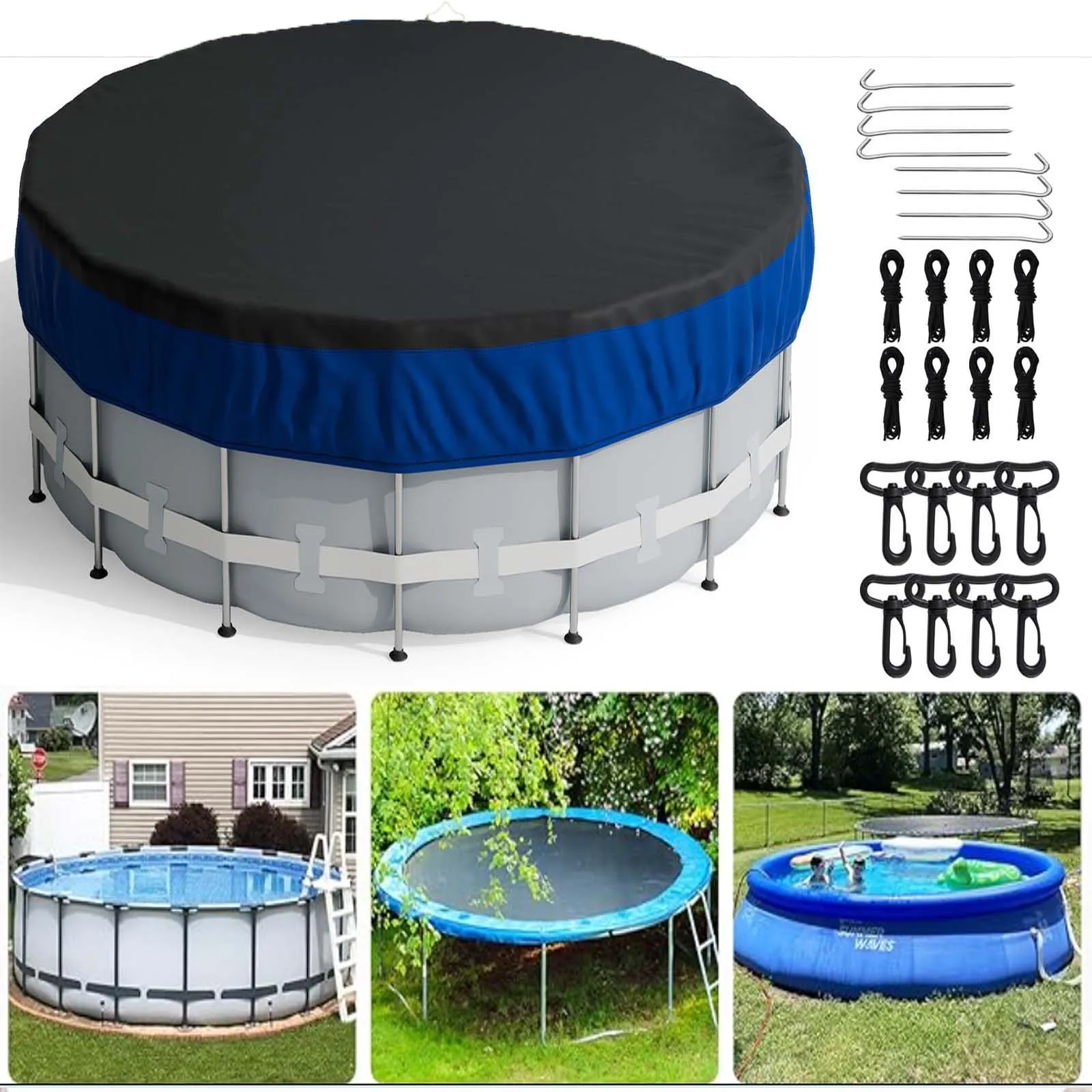 18ft runde Pool abdeckung Oxford Stoff Winter pool Solar abdeckung für oberirdische Pool wasserdichte und staub dichte Schwimmbad abdeckung Image