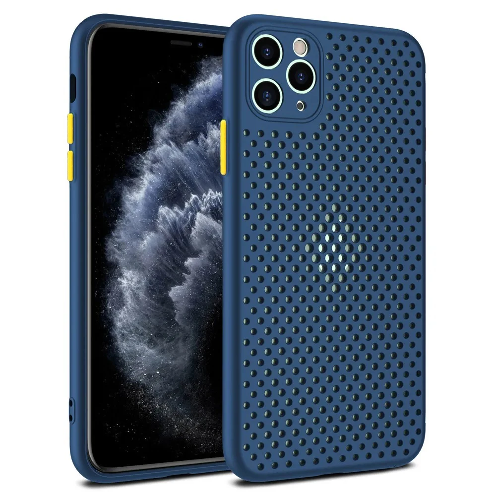 Ultra Dünne wärmeableitung Mesh Silonce Telefon Fall Für iPhone X XR XS 11 Pro Max 6 6s 7 8 Plus Schlank Atmungsaktiv Weiche TPU Abdeckung Image