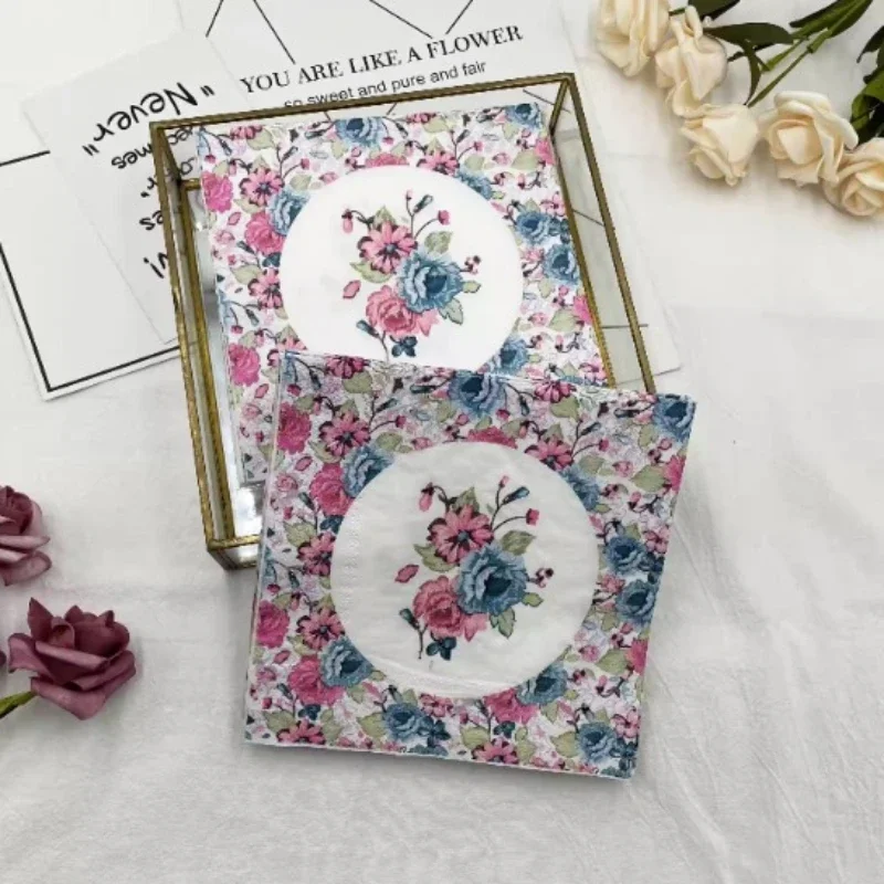 Bunt bedruckte Servietten Blumen restaurant Hotel Weinglas Blumen papier quadratisch faltbar Mund Stoff Papiers ervietten 20 stücke/pac 33c Image