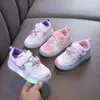Disney Kinder Mädchen Schuhe Kinder Turnschuhe Mädchen LED Licht Elsa Gefrorene Prinzessin Casual Sport Schuhe Student Rosa Lila Teen Schuhe