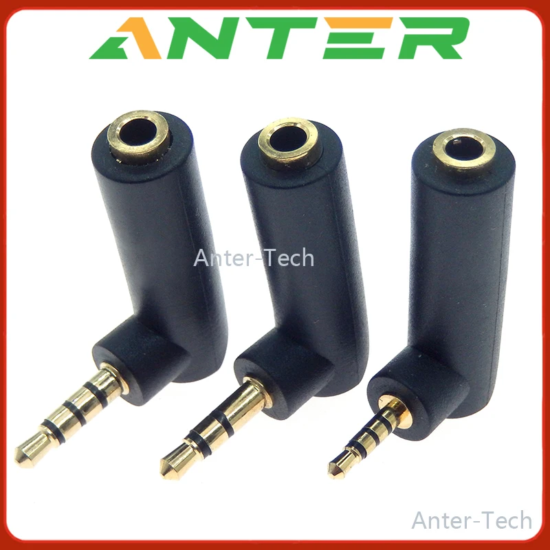 1pc Vergoldete Stecker 2,5/3,5 jack Rechtwinklig Buchse auf 3,5mm 2/3Pole Stecker audio Stereo Stecker L Form Jack Adapter Stecker Image
