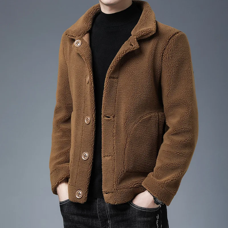 Männer Herbst und Winter Reversible PU Leder Jacke/plüsch Leder Jacke Große Größe M-5XL mit Warme Verdickt Leder mantel