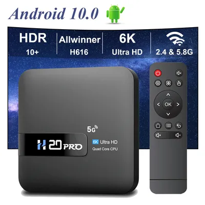 H20pro android tv box android 10,0 2gb 16gb 2.4 & 5g wifi 4k media player tv box android play store sehr schnell 1080p set top box