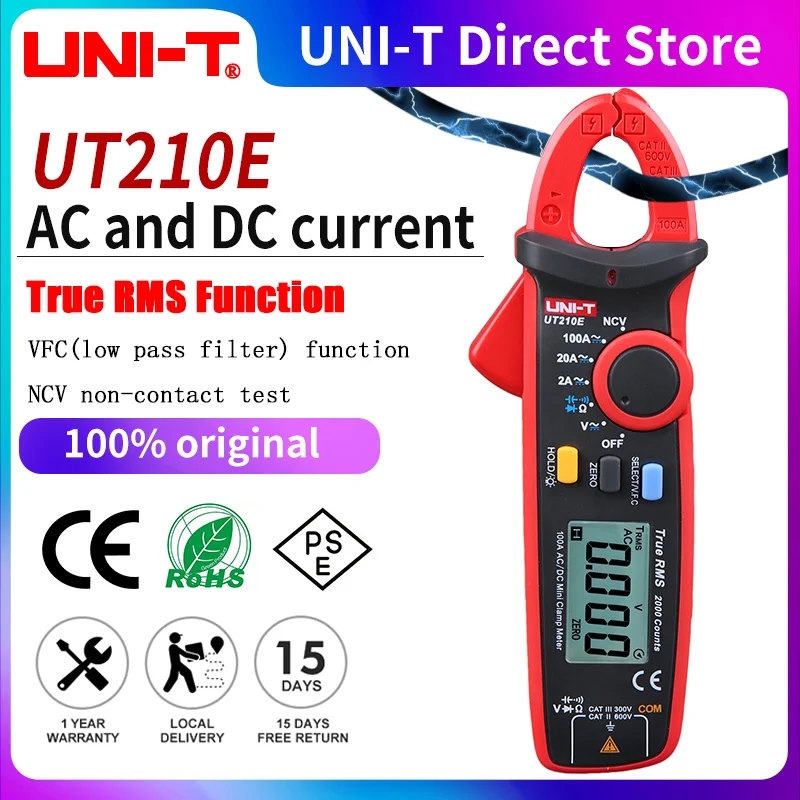 UNI-T ut210d ut210e klemm messer true rms ac dc zange ampere meter voltmeter ncv vfc dioden tester profession elles digitales multimeter Image