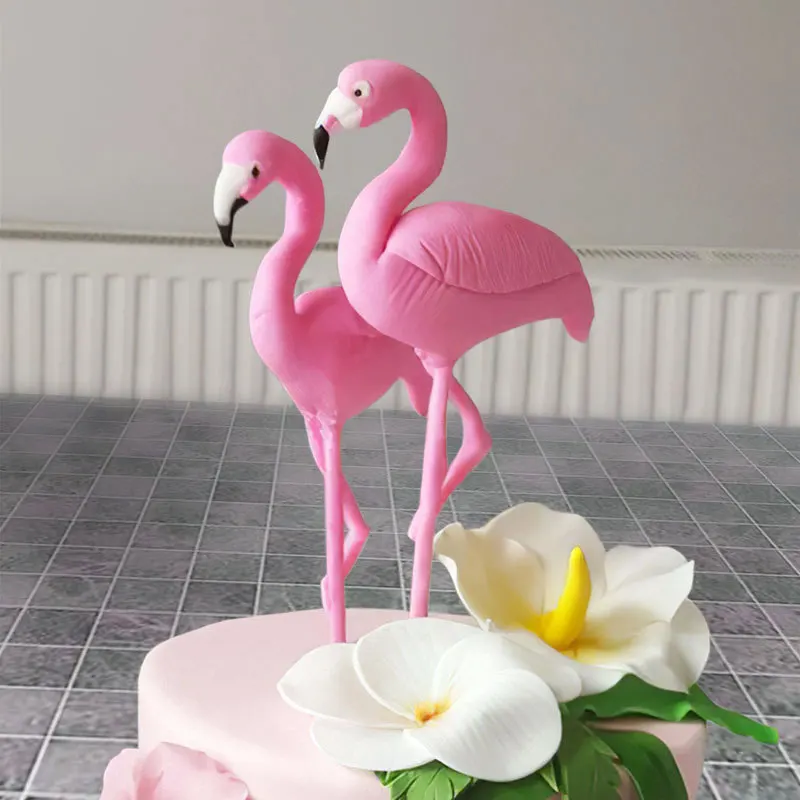2 Stück rosa Flamingo Kuchen Topper Mädchen Geburtstags torte Dekoration Kinder alles Gute zum Geburtstag Party liefert Dessert Flamingo Party Geschenke Image