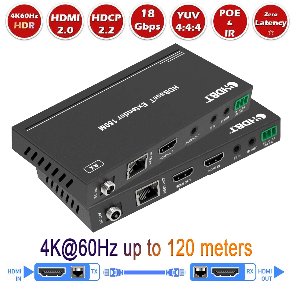 Navceker extender hdmi rj45 4k 60hz hdmi extender cat6 60m 120m hdmi audio kit über ethernet cat5e für ps4 apple tv laptop hdtv Image