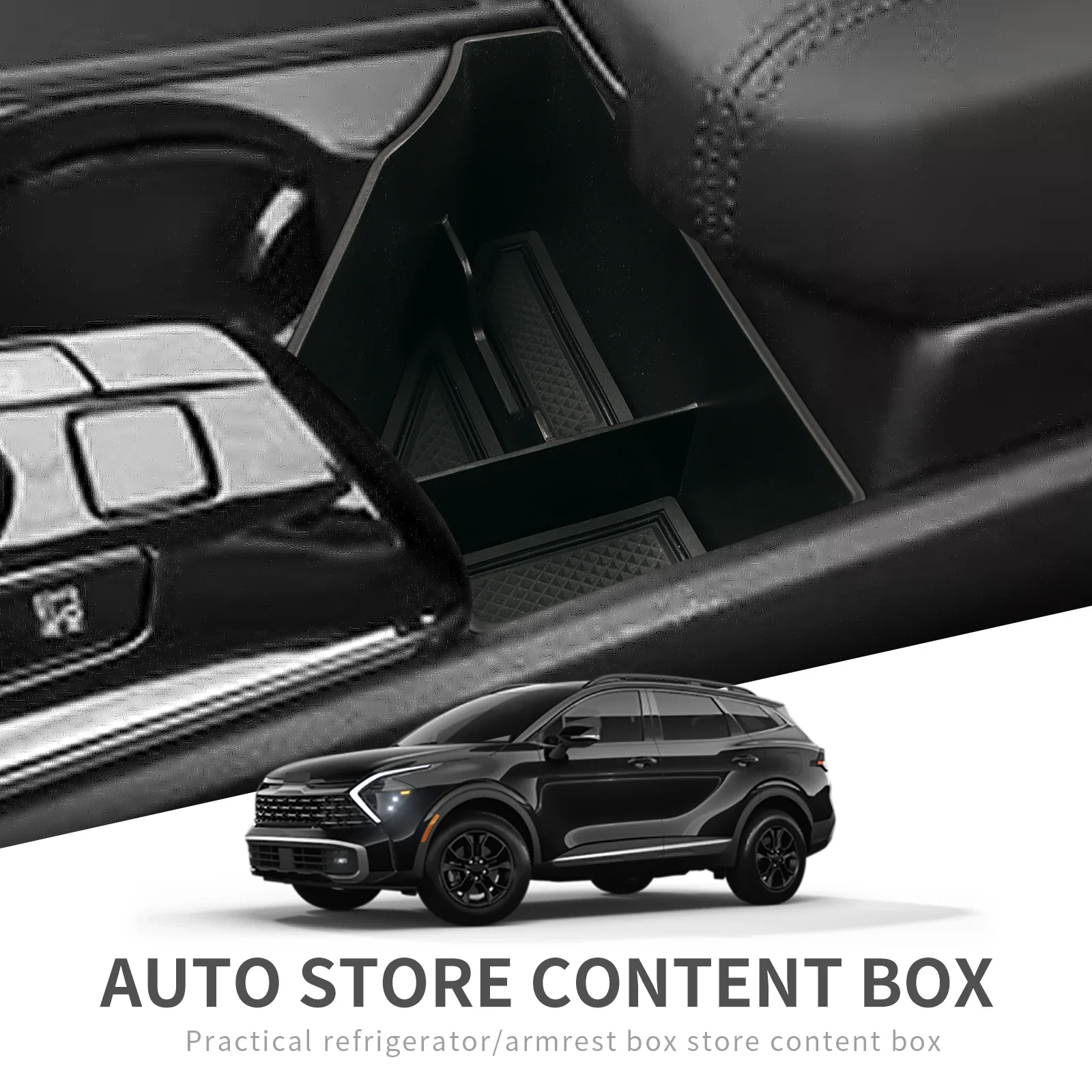 Für Kia Sportage NQ5 2021 - 2023 Auto Mittelkonsole Armlehne Aufbewahrungsbox Fach Organizer Zubehör Aufräumen Schwarz Image
