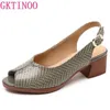 GKTINOO 2025, Offene spitze Sommer Schuhe Frau Echtes Patent Leder Sandalen Med Heels Kleid Sandalen