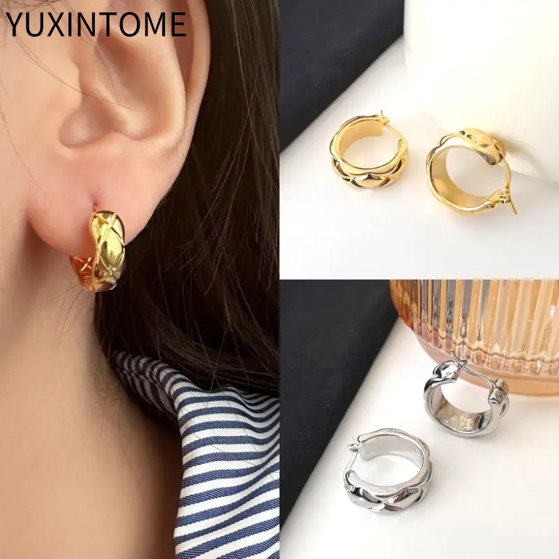 925 Sterling Silber Nadel Punk glänzende Creolen für Frauen Vintage minimalist ische runde Ohrringe Modeschmuck Accessoires
