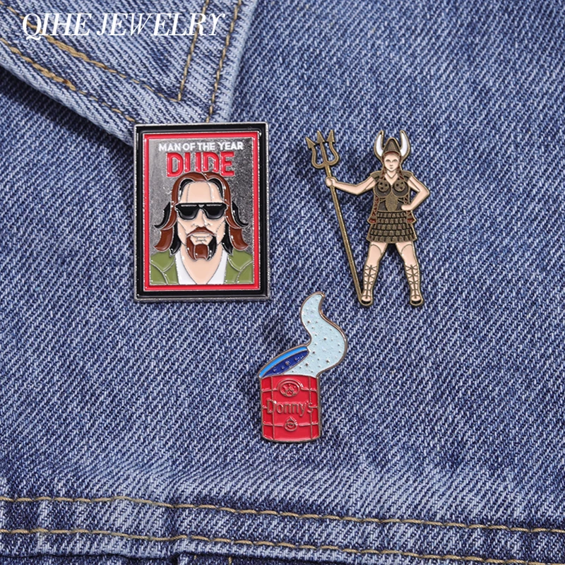 Comedy Crime Film Brosche Emaille Pins Benutzerdefinierte The Big Lebowski Film Charakter Rolle Brosche Rucksack Revers Abzeichen Punk Schmuck Geschenk