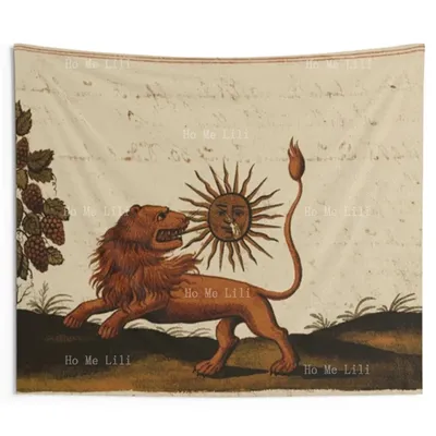 Löwe isst die Sonne Tapisserie Clavis Artis Manuskript Alchemical Symbol mittelalter liche Image