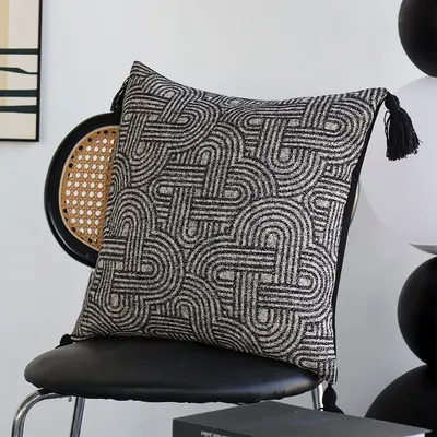Geometrische Quaste Kissen bezug Wohnzimmer Sofa dekorative Kissen bezug Jacquard weiche Wohnkultur Image