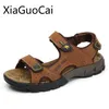 Große Größe 45 Sommer Neue männer Sandalen Schuhe Leder Kamel Weichen männer Sandalen Wasserdichte