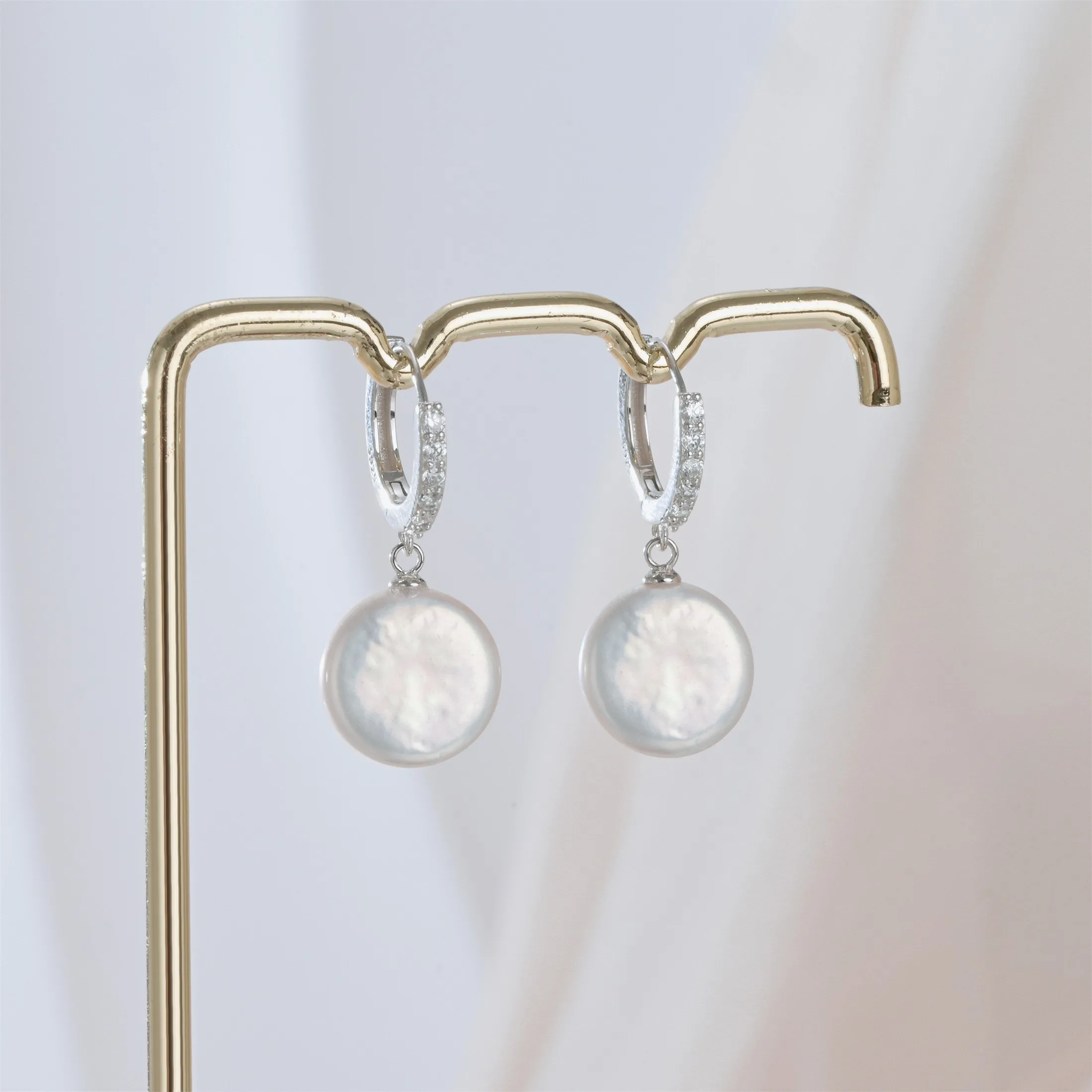 HENGSHENG 10-12mm Barocke Perle Mehrere Stile Schmuck Ohrringe Natürliche Knopf Form Perle Süßwasser Perlen Schmuck Für Frauen Image