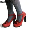 Reave Katze Frauen Pumps Herde Wildleder runde Zehen klobige High Heels Bownot Größe 41 42 43 30 31 elegante Party weibliche Schuhe Sommer