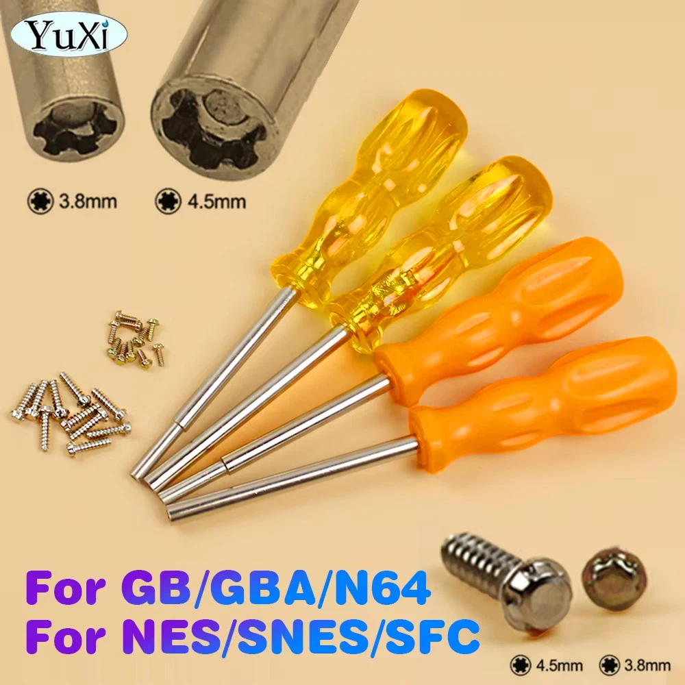 1Set 3,8mm 4,5mm Sicherheit Schraubendreher Reparatur Werkzeug Für N64 NES SNES SEGA SFC Für GameBoy Advance GBA spiel Patrone Schrauben Kit Image