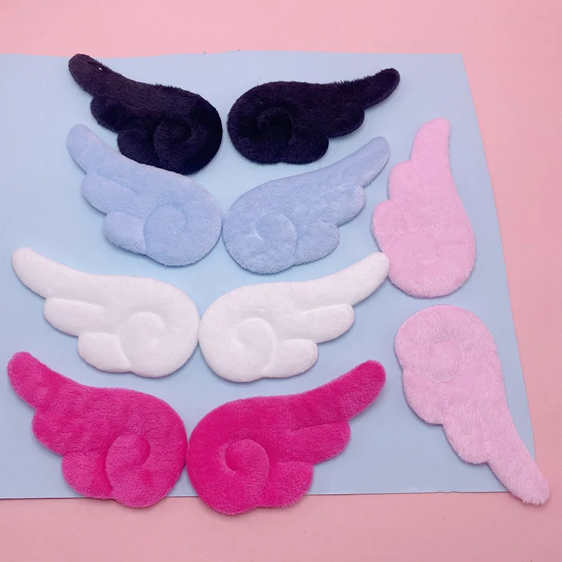 24 Stücke 10x4,8 CM Große Plüsch Engelsflügel Gepolsterte Applikation Für Haarspange Zubehör Schuhe Hüte Socken Dekoration Patches