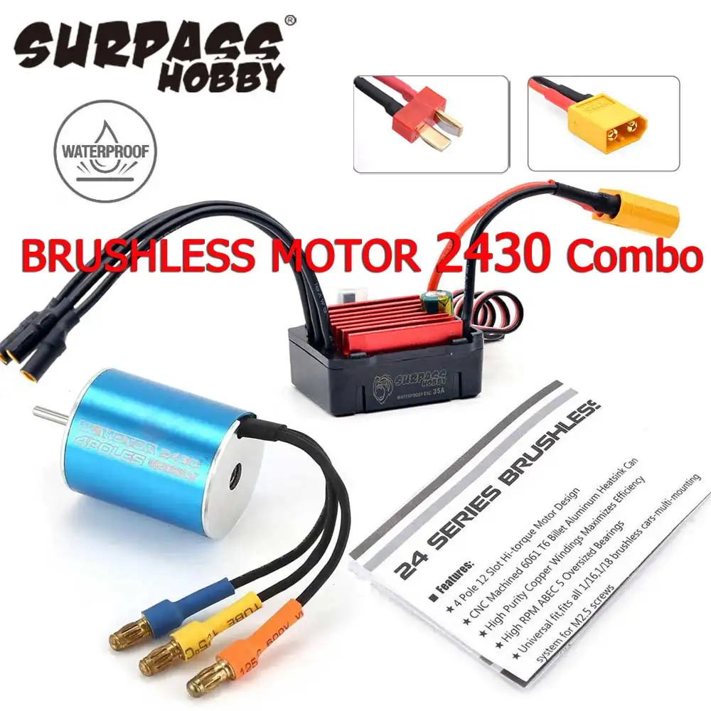 Surpass Hobby Wasserdichter Brushless Motor 2430 Combo 5800KV 7200KV 8200KV 25A ESC für Tamiya Wltoys Kyosho 1/18 1/20 RC Auto Boot