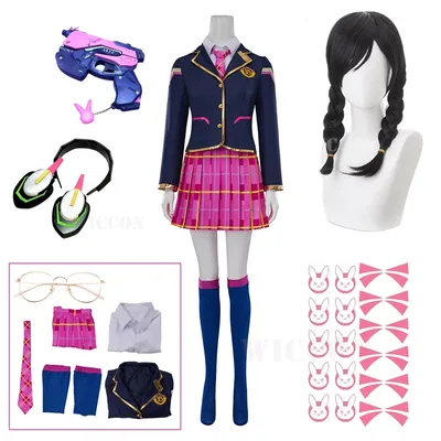 Song Hana Cosplay Anime Kostüm Schulmädchen D.va JK Uniform Top Mantel Röcke Anzug Halloween Dva 3. Image