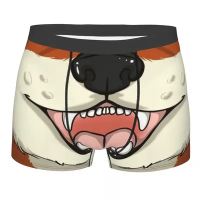 Männliche coole Fox-Cartoon-Muster-Unterwäsche, Tierdruck, Boxershorts, atmungsaktive Shorts, Höschen, Unterhose Image