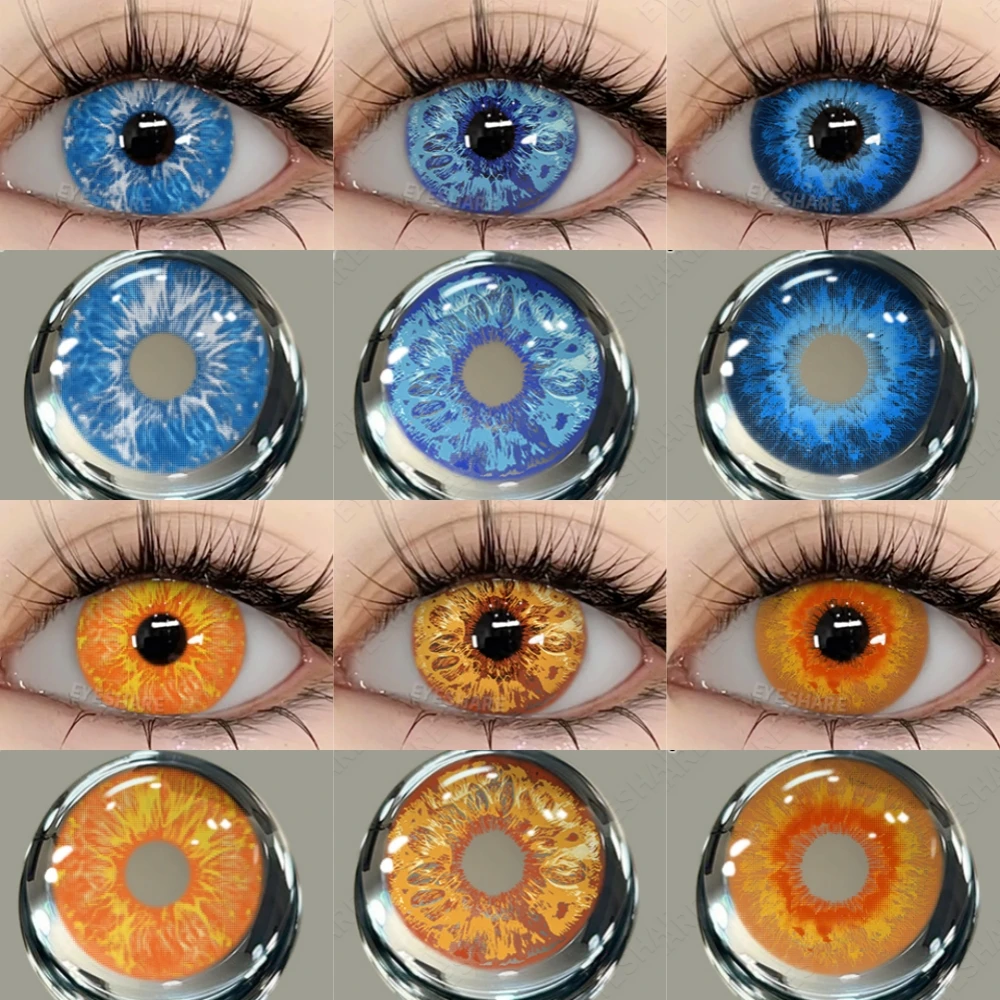 EYESHARE Cosplay Farbige Kontaktlinsen 2 Stück Bunte Kontaktlinsen Blau Anime Kontakt Halloween Make-up Kontaktfarblinsen Image