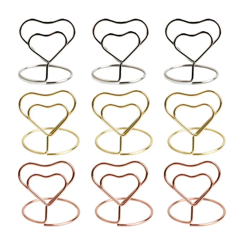 10 stücke Herzform Mini Tisch Tisch karten halter Tisch nummer steht Menü Memo Clips Hochzeit Geburtstags feier Empfang Dekoration Image