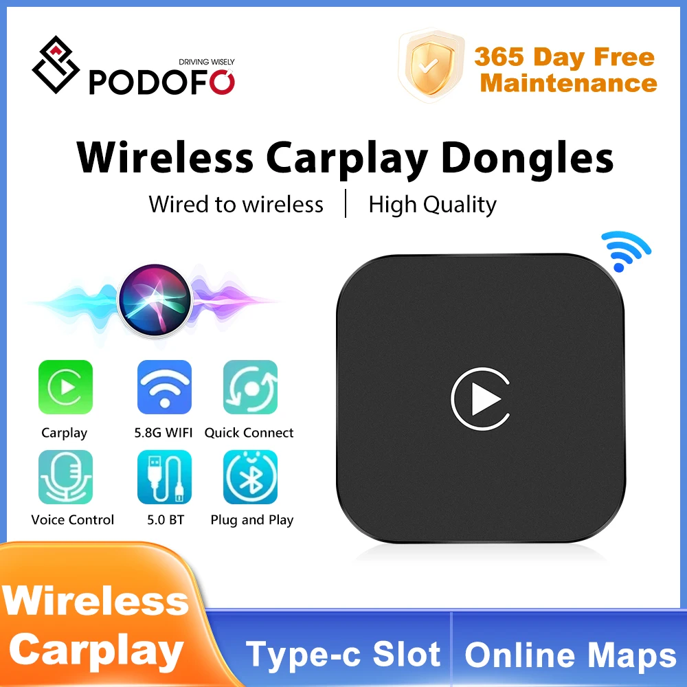 Podofo Carplay Ai Box Wireless Carplay Auto Adapter Apple Wireless Carplay Dongle Plug Play Image