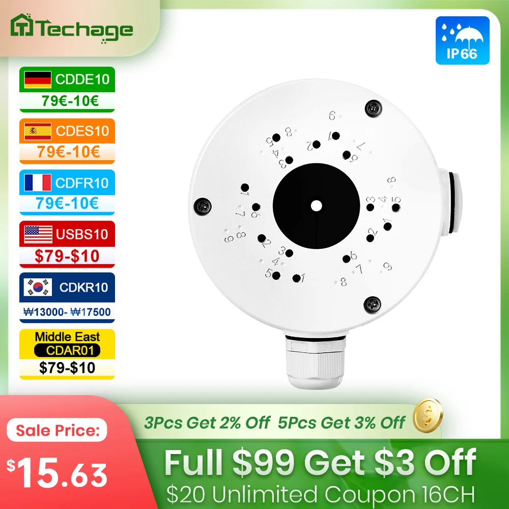 Techage Wasserdichte Anschlussdose, Kabel-Aufbewahrungskoffer, IP-Kamera-Halterungen, Zubehör, POE-Kamerabasis 605 GP 629 Image