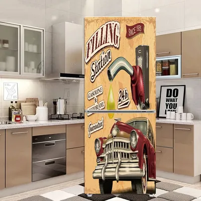 Retro Auto Hand Gezogen Selbst-Adhesive Spülmaschine Kühlschrank Einfrieren Aufkleber kinder Kunst Image