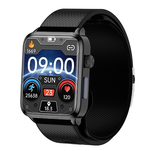 696 p300 Luftpumpe Blutzuckeruhr Smartwatch 1,83 Zoll Bluetooth Schrittzähler Anruferinnerung Schlaftracker Kompatibel mit Android iOS Männer Freisprecheinrichtung Nachrichtenerinnerung IP67 40mm Image