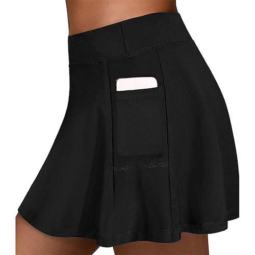 Per donna Shorts da Palestra Gonna Yoga Shorts da allenamento 2 in 1 Fascia Elastica Vita Alta Pilates Allenamento in Palestra Allenamento Pantaloncini Tinta unica Nero Rosa Blu Gli sport