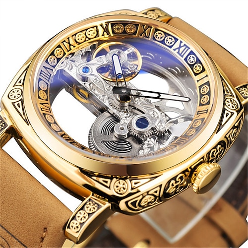 FORSINING Herren Mechanische Uhr Mode Casual Armbanduhr Automatische Selbstaufziehende Mondphase Leuchtende Wasserdichte Stahl Uhr Image