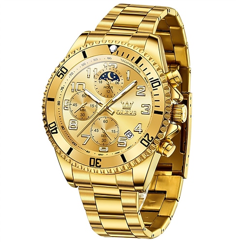 neue Olevs Ole Trend Mode Herrenuhren Kalender leuchtender Chronograph Mondphase drei Zeiger Multifunktions-Quarzuhr wasserdichte Sport-Herrenarmbanduhr