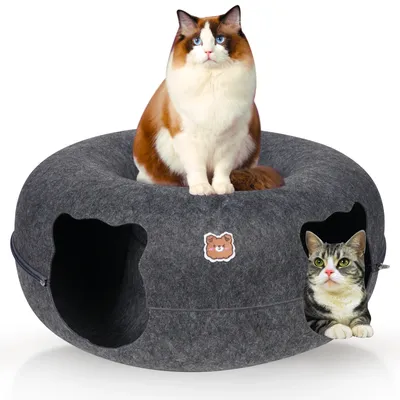 Cat Tunnel Bed for Cats Peekaboo Cat Cave Dual-Opening Cat Cave for Medium Large Cats Scratchable