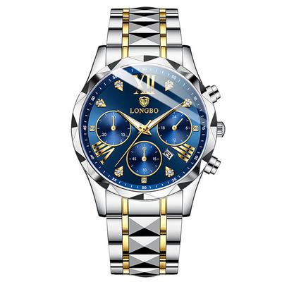 LONGBO Men Quartz Watch Fashion Business Wristwatch Luminous Calendar Waterproof Decoration Steel Watch Father's Day Gifts