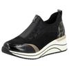 Slip-On Sneaker REMONTE "Elisabeth Hurley-Collection", Damen, Gr. 42, gold (schwarz, goldfarben), Lederimitat, Textil, sportlich, Schuhe, Keilsneaker, Slipper, Schlupfschuh, Freizeitschuh, vegan
