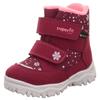 Winterboots SUPERFIT "HUSKY1 WMS: mittel", Kinder, Gr. 23, rot (dunkelrot, rosa schneeflocken), Textil, casual, Schuhe, Snowboots mit wasserdichtem GORE TEX, Größenschablone zum Download