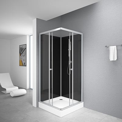 Komplettdusche MARWELL "Black Reef", silber (silberfarben), B:80cm H:195cm T:80cm, Duschkabinen, inkl. Duschwanne und Armatur, mit Eckeinstieg