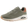 Sneaker SKECHERS "UNO-SUITED ON AIR", Herren, Gr. 47,5, grün (olivgrün), Lederimitat, Veloursleder, sportlich, Schuhe, Freizeitschuh, Halbschuh, Schnürschuh mit modischer Keilsohle